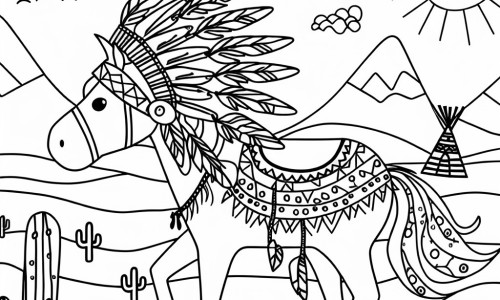 coloriage indien cheval