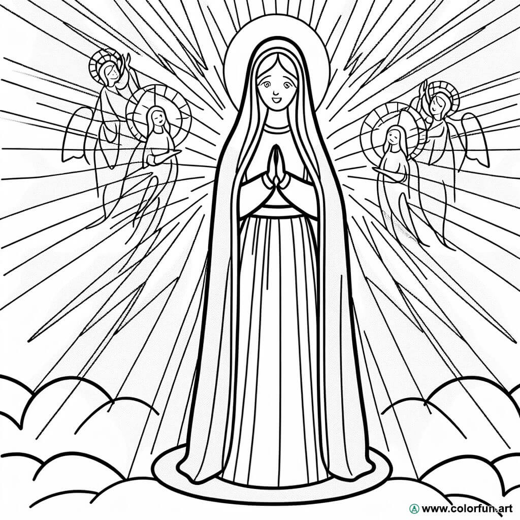 Coloriage de la Vierge Marie religieux à Télécharger ou à Imprimer gratuitement