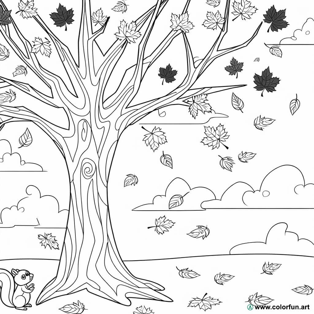 Coloriage D Arbre Aux Feuilles D Automne T L Charger Ou Imprimer Gratuitement