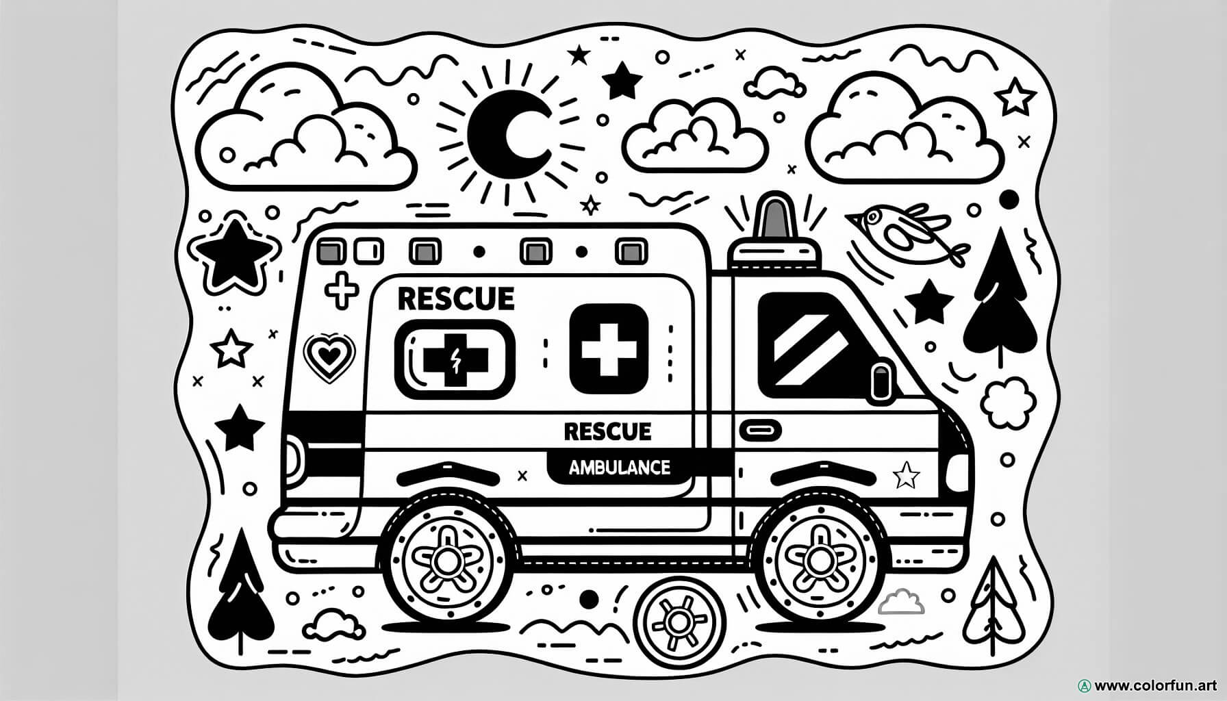 Coloriage Dambulance De Secours à Télécharger Ou à Imprimer Gratuitement