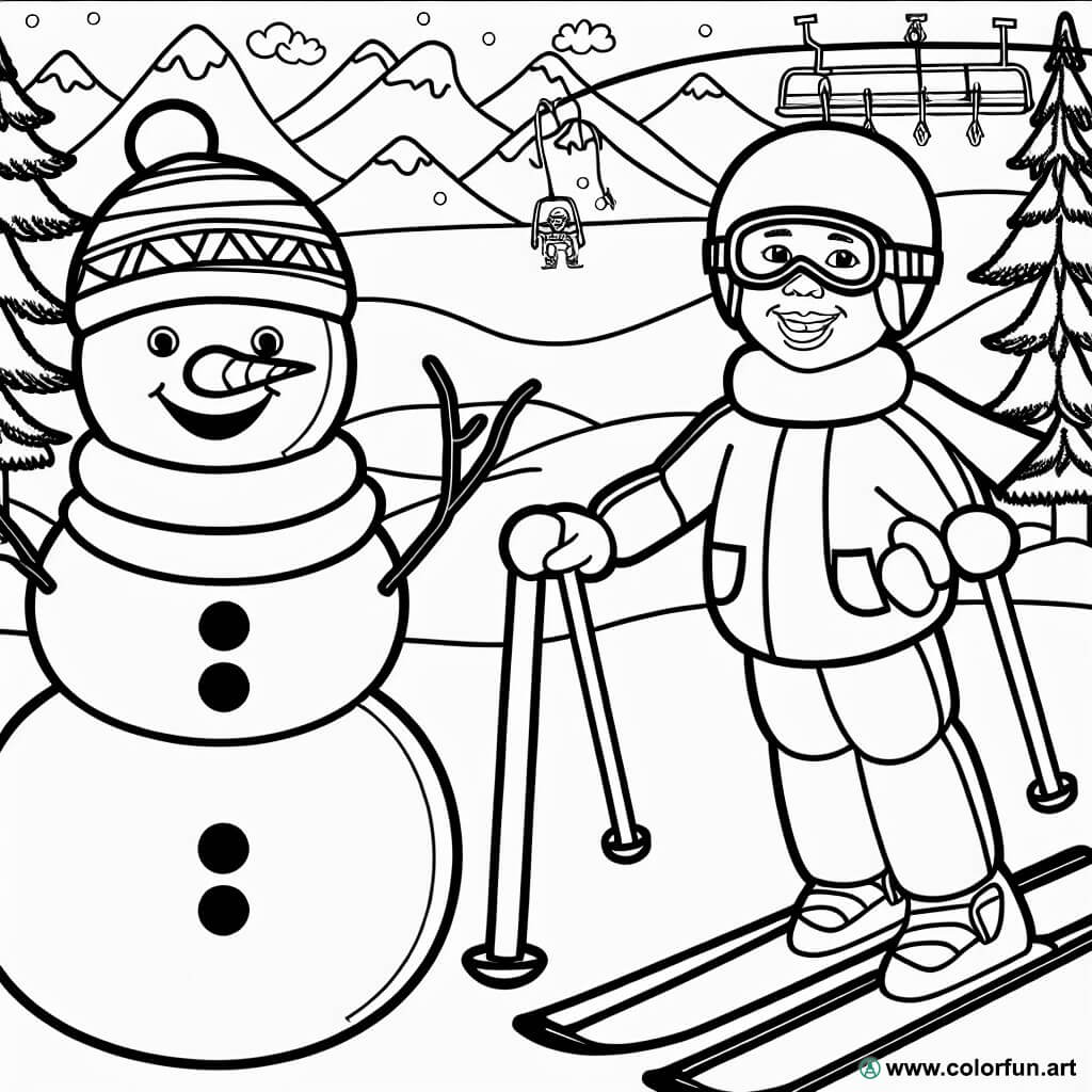 Coloriage De Vacances Au Ski à Télécharger Ou à Imprimer Gratuitement 5576