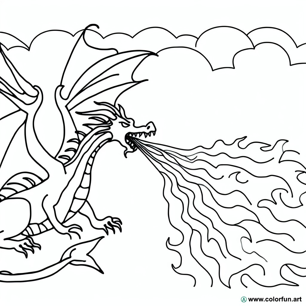 coloriage dragon feu