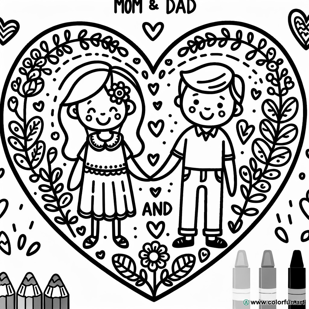 coloriage maman et papa heureux