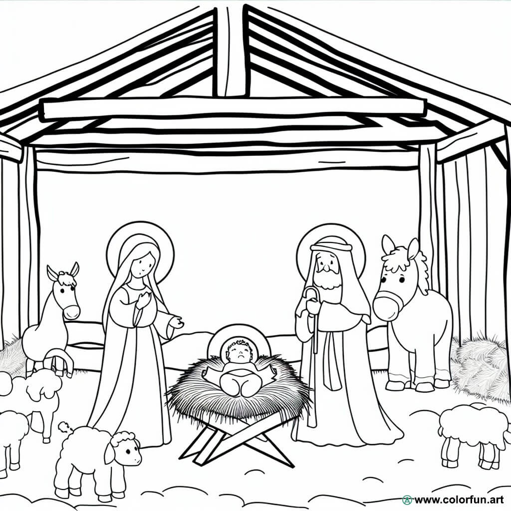 Coloriage Noel Creche Ailina Tiffany